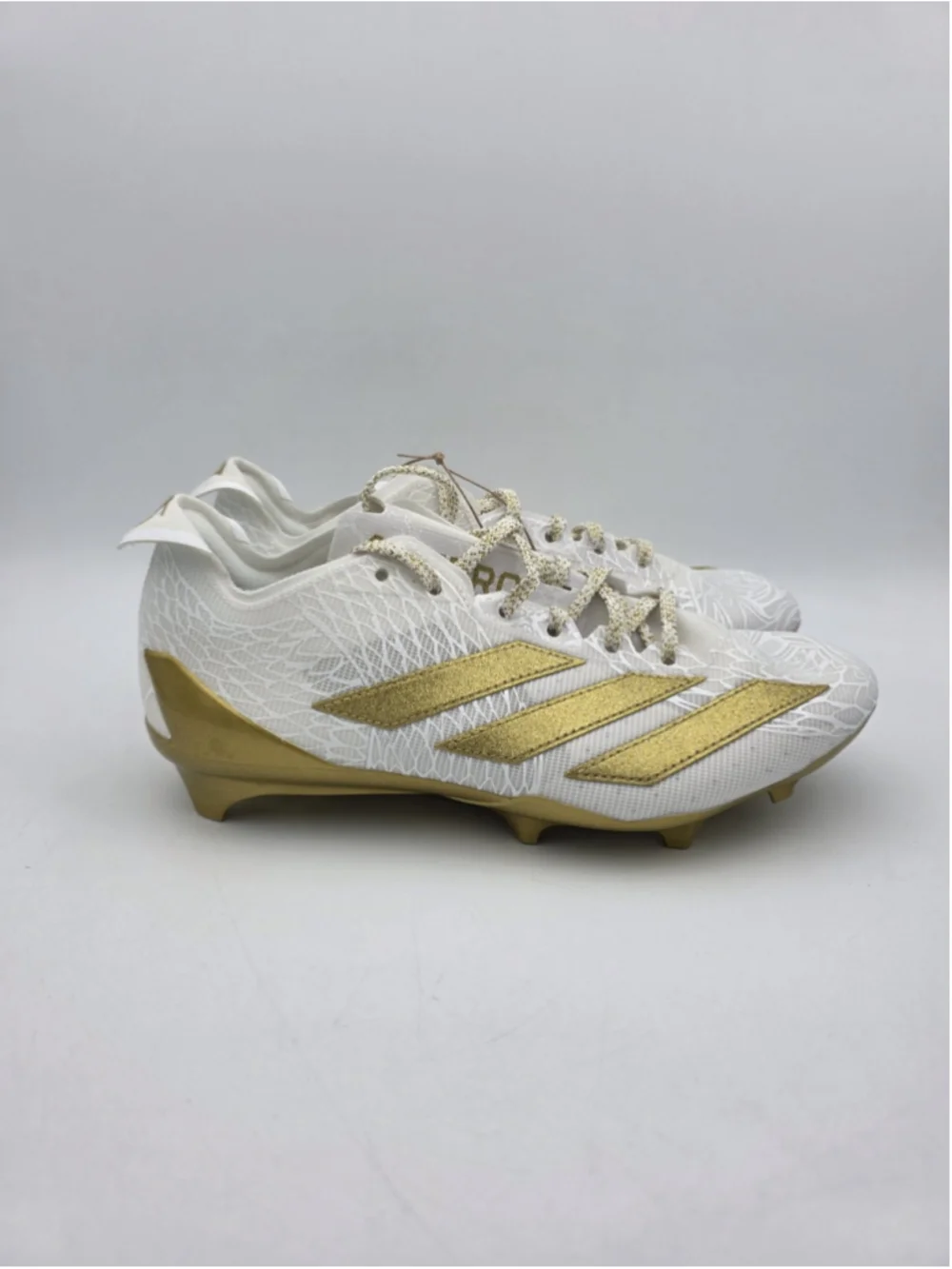 Adidas Men's Adizero Electric White Gold Metallic Cleats Shoes JH6254 Size 14